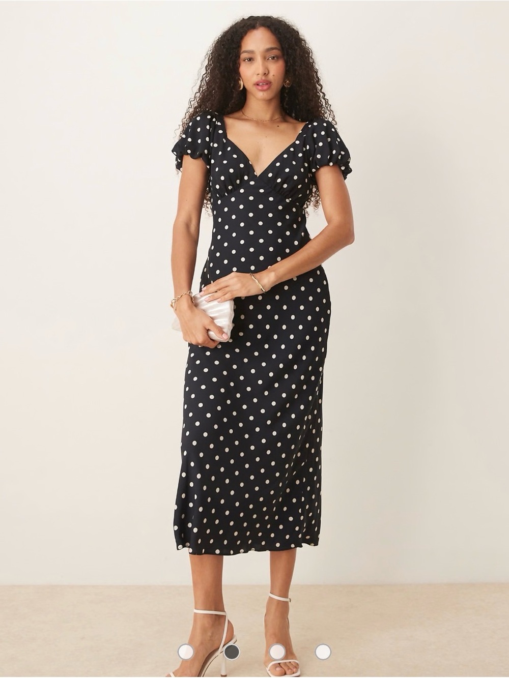 NWT! Abercrombie & Fitch Polka Dot Puff-Sleeve Midi Dress